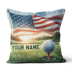 Watercolor American Flag Golf Custom Pillow Personalized Golfing Gifts LDT1172