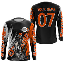 Load image into Gallery viewer, Personalized Motocross jersey kid men women upf30+ off-road orange shirt For biker motorcycle PDT422