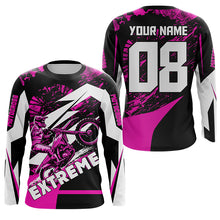 Load image into Gallery viewer, Men kid women pink Motocross jersey UPF30+ extreme custom dirt bike off-road motorcycle shirt PDT345