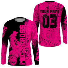 Load image into Gallery viewer, Girls Women Personalized Motocross Jersey UPF30+ Pink MX Racing Shirt Dirt Bike Off-road NMS1188