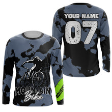Load image into Gallery viewer, Blue camo adult kid MTB jersey UPF30+ mountain bike shirt Cycling trail dirt downhill clothes| SLC232