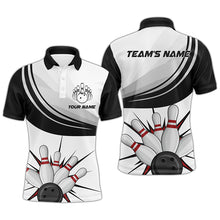 Load image into Gallery viewer, Personalized Men Polo Bowling Shirt, American Flag Bowling Short Sleeve Men Bowlers Jersey NBP50