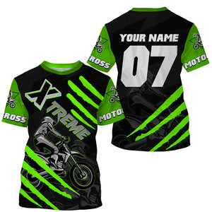 Xtreme Motocross kid&adult custom UV green MX jersey biker racing shirt motorcycle long sleeves PDT223