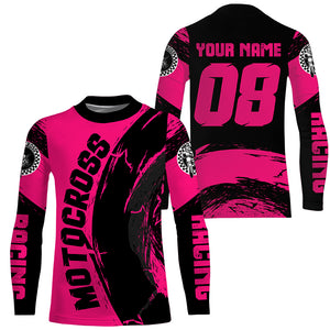 Personalized Motocross jersey pink youth girl UPF30+ MX racing dirt bike off-road long sleeves PDT229