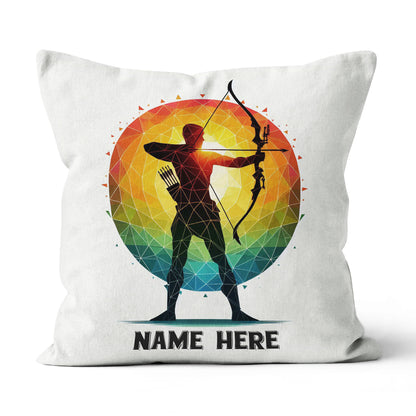 Colorful Men Archer Custom Name White Pillow, Best Archery Pillow Gifts TDM0857