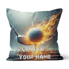 Load image into Gallery viewer, Fire &amp; Water Golf Club &amp; Ball Custom Throw Pillow Personalized Goft Gift LDT1153