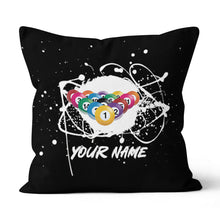 Load image into Gallery viewer, Custom Grunge Billiard Balls Black Pillow, Personalized Pillows Billiard TDM0791