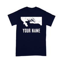 Load image into Gallery viewer, Montana Elk Hunting Custom Name Shirt Bull Elk MT State Shape Standard T-shirt FSD1808D05