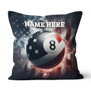 Personalized 8 Ball Pool US Flag Smoke Pillow, Patriotic Billiard Pillow TDM0852