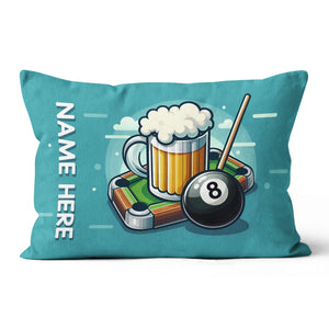 Personalized Funny Beer And Billiards 8 Ball Throw Pillow Billiard Gifts VHM0929