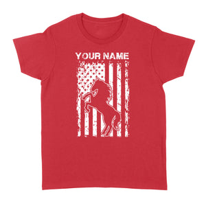Personalized Horse American Flag, USA, Patriotic Cowgirl Equestrian shirts D02 NQS2773  - Standard Women's T-shirt