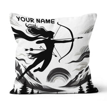 Load image into Gallery viewer, Custom Black White Funny Women Archer Pillow, Archery Decorative Pillows TDM0824