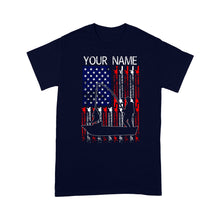 Load image into Gallery viewer, American flag fisherman kayak fishing custom name US fishing rod D05 NQS1244- Standard T-shirt
