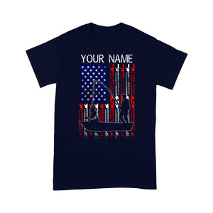 American flag fisherman kayak fishing custom name US fishing rod D05 NQS1244- Standard T-shirt