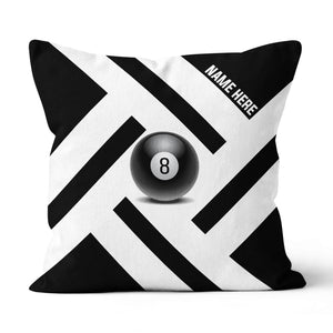 Custom Black White 8 Ball Pool Pillow, Best Personalized 8 Ball Pillows TDM0902