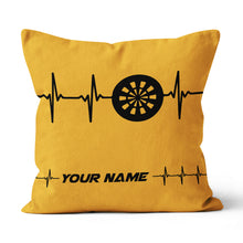 Load image into Gallery viewer, Yellow Dartboard Heartbeat Custom Throw Pillow Personalized Dart Gifts LDT1110