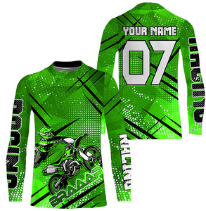 Dirt bike racing jersey custom green Motocross youth men women UPF30+ off-road extreme MX shirt PDT335