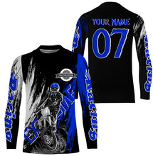 Load image into Gallery viewer, Extreme blue Motocross off-road jersey UPF30+ youth adult custom dirt bike racing shirt PDT339