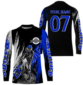 Extreme blue Motocross off-road jersey UPF30+ youth adult custom dirt bike racing shirt PDT339