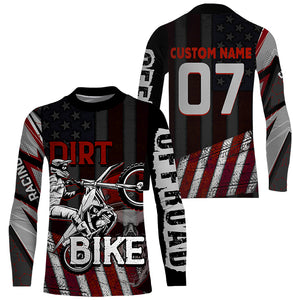 Patriotic Skull Dirt Bike Jersey UV Personalized Motocross MX Racing Shirt American Flag NMS1214