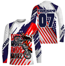 Load image into Gallery viewer, Patriotic Motocross Jersey UPF30+ Dirt More Ride More Custom Dirt Bike Racing American Flag Shirt NMS1276