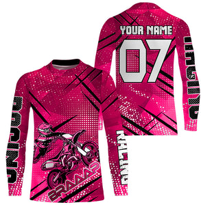 Pink dirt bike racing jersey custom Motocross youth men women UPF30+ off-road extreme MX shirt PDT337