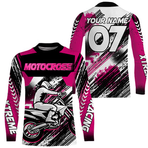 Pink custom Motocross jersey uv protective MX shirt for kid men women dirt bike racing racewear PDT295