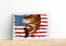 Load image into Gallery viewer, Redfish fishing art with American flag ChipteeAmz&#39;s fish art canvas AT006