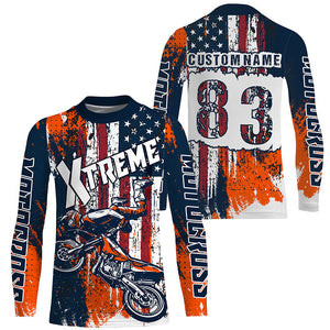 Personalized USA Motocross jersey adult&kid UV protective MX motorcycle Patriotic dirt bike shirt PDT354