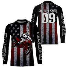 Load image into Gallery viewer, USA Motocross jersey men women kid Patriotic UPF30+ extreme dirt bike racing shirt motorcycle PDT276