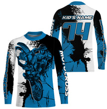 Load image into Gallery viewer, Personalized Motocross jersey blue UPF30+ adult kid racing long sleeves dirt bike motorcycle shirt NMS1075