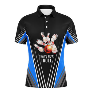 Personalized Men Polo Bowling Shirt That's How I Roll Blue Bowling Track Short Sleeve Men Bowlers NBP04