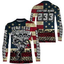 Load image into Gallery viewer, American Flag Custom Skull Motocross Jersey UPF30+ Patriotic Dirt Bike Racing Motorcycle Shirt NMS1238