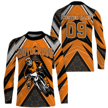 Load image into Gallery viewer, Personalized dirt bike jersey UPF30+ orange Motocross racing shirt kid men women MotoX off-road PDT290