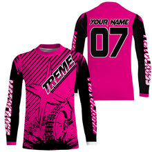 Load image into Gallery viewer, Personalized pink MX jersey UPF30+ extreme kid&amp;adult Motocross biker girl racing shirt motorcycle PDT275