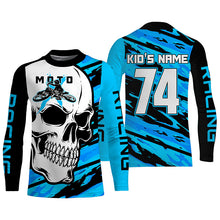 Load image into Gallery viewer, Skull MotoX Jersey Custom Motocross UPF30+ Blue Dirt Bike Racing Motorcycle Bikers Racewear NMS1265