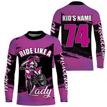 Load image into Gallery viewer, Personalized Motocross jersey women girls MX racing shirt UPF30+ motorcycle long sleeves off-road PDT315