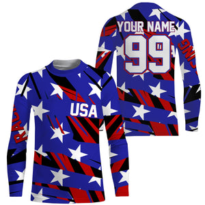 USA Motocross jersey youth women men Patriotic UPF30+ custom Dirt Bike off-road motorcycle shirt PDT410