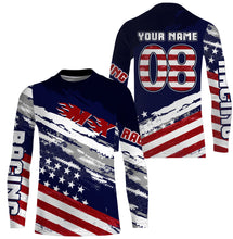 Load image into Gallery viewer, Custom MX dirt bike racing jersey UPF30+ offroad kids boys girls Motocross American flag motorcycle PDT166