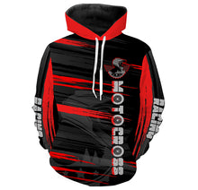 Load image into Gallery viewer, Personalized Red Motocross Hoodie Adult UPF30+ Extreme Hooded Jersey For Biker Off-Road Motorcycle PDT425