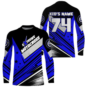 Personalized MX jersey UPF30+ dirt bike off-road kid&adult Motocross racing blue motorcycle shirt PDT213