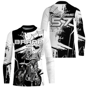 Skull black MX jersey Motocross kids adult custom dirt bike UPF30+ long sleeves off-road motorcycle PDT176