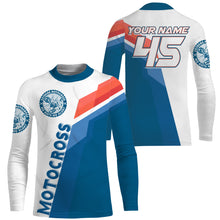 Load image into Gallery viewer, Custom number&amp;name MX dirt bike racing jersey blue white UPF30+ youth adult Xtreme motorcycle shirt PDT172