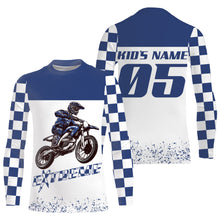 Load image into Gallery viewer, Blue dirt bike racing jersey Motocross custom offroad MX UPF30+ youth men women riding motorcycle  PDT124