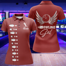 Load image into Gallery viewer, Personalized Women Polo Bowling Shirt, Bowling Girl Beautiful Wings Bowlers Jersey NBP35