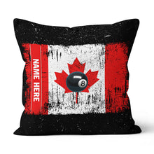 Load image into Gallery viewer, Personalized Canadian Flag Patriotic 8 Ball Pool Billiards Throw Pillow VHM0918