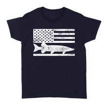 Load image into Gallery viewer, Musky Fisherman American Flag Fishing Women&#39;s T Shirt - FSD1412D02