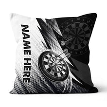 Load image into Gallery viewer, Black White Dartboard Custom Darts Throw Pillow Personalized Darts Gifts LDT1185