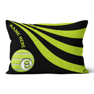 Customized Black And Lime Green Funny Billiard Pool Tennis Throw Pillows TDM0861