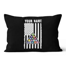 Load image into Gallery viewer, Custom Black White American Flag Billiard Pillow, Patriotic Pillow Gifts TDM0792